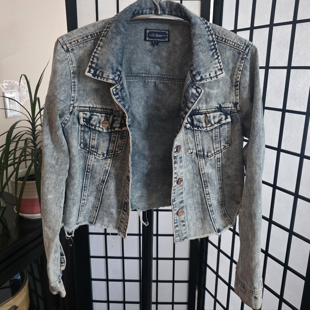 Ci Sono Distressed Light Blue Jean Jacket